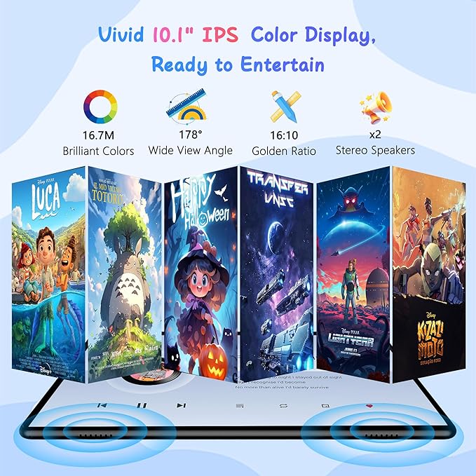 HAOVM Tablet 10 inch Android 14, 4G SIM Unlocked, Kid Tablet with SIM Card Slot, IPS Touch Screen, 2.0GHz Fast Processor, 3GB+32GB+TF Expand,2.4G/5GHz WiFi,8MP Camera, GPS, with Blue case