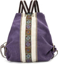 Goodhan Women Canvas Backpack Daypack Casual Shoulder Bag, Vintage Heavy-duty Anti-theft Travel Backpack