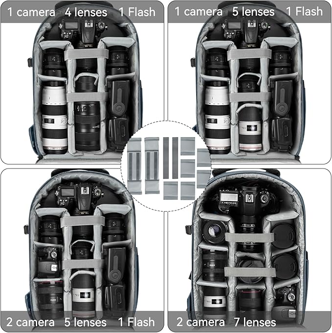 TORIBIO Camera Backpack, Hardshell DSLR Photography Camera Bag, Waterproof Hard Shell Camera Case with Tripod Holder & 15.6" Laptop Compartment Compatible with Canon/Nikon/Sony/DJI Mavic Drone