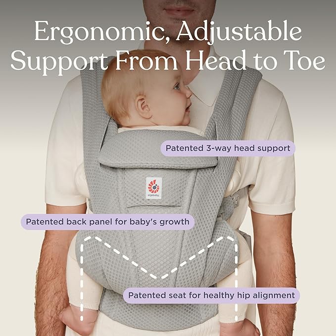 Ergobaby Omni Deluxe Baby Carrier Newborn to Toddler - Breathable Baby Carriers for Summer - All-Position Carrier with Enhanced Lumbar Support & Airflow (7-45 Pounds), Mesh, Midnight Blue