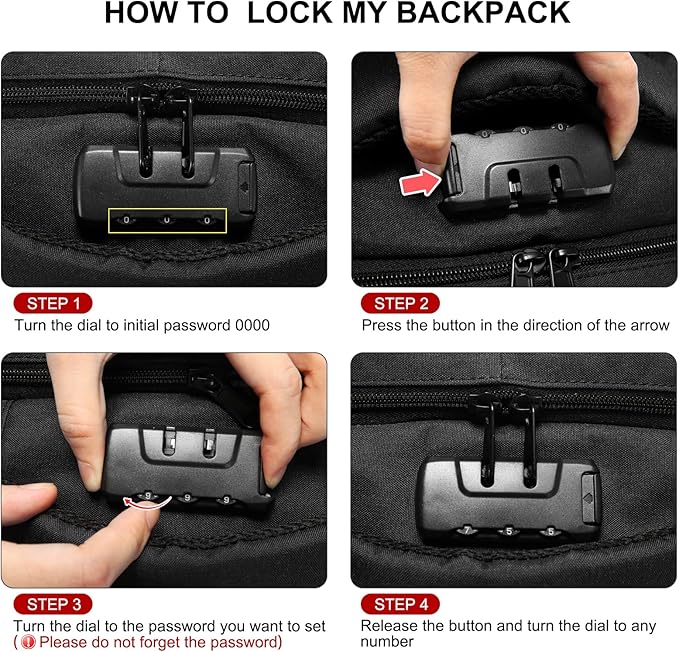 LOVEVOOK Travel Laptop Backpack Waterproof Anti Theft Backpack with Lock and USB Charging Port Large 17-17.3 Inch Computer Business Backpack for Women Men Red