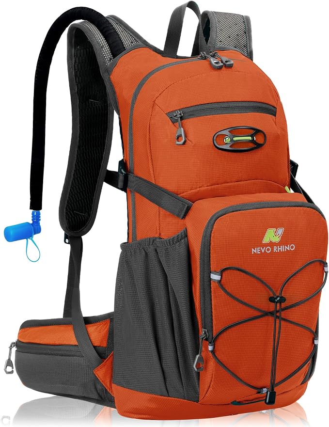N NEVO RHINO Hydration Backpack, 18L Multipurpose Hiking Backpack with 3L Water Bladder, Water Backpack Insulated Hydration Pack Ideal for Hiking and Cycling