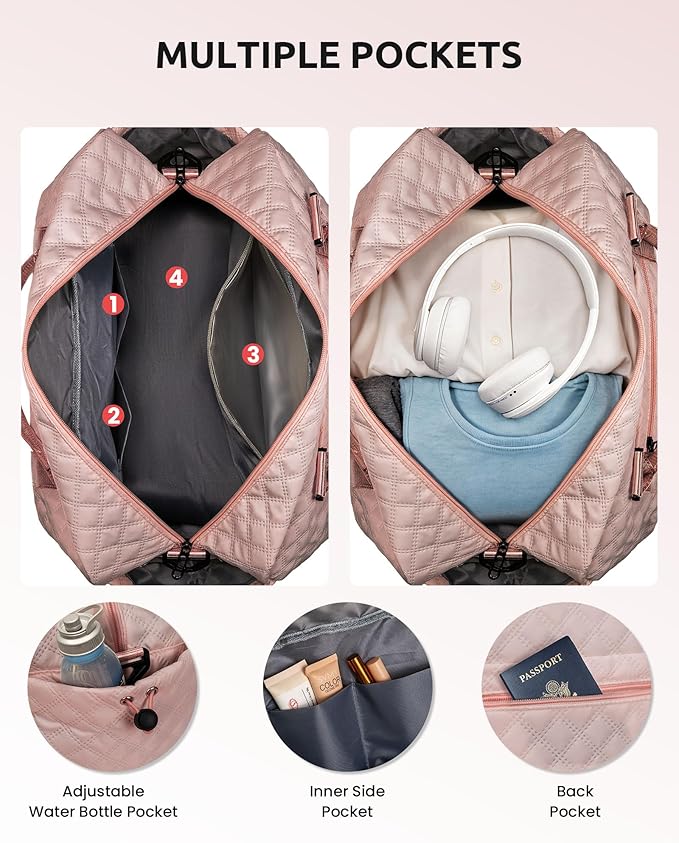 Gifts for Girls-Kids Duffle Bag with Shoe Compartment, Girls Weekender Bag, Monogram Overnight Bag, Letter Travel Bag with Makeup Bag，Personalized Gift Idea for Women Her (Letter G)