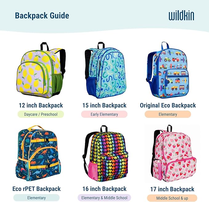 Wildkin 12-inch Kids Backpack – Padded, Adjustable, Ideal for Daycare & Travel - Sharks