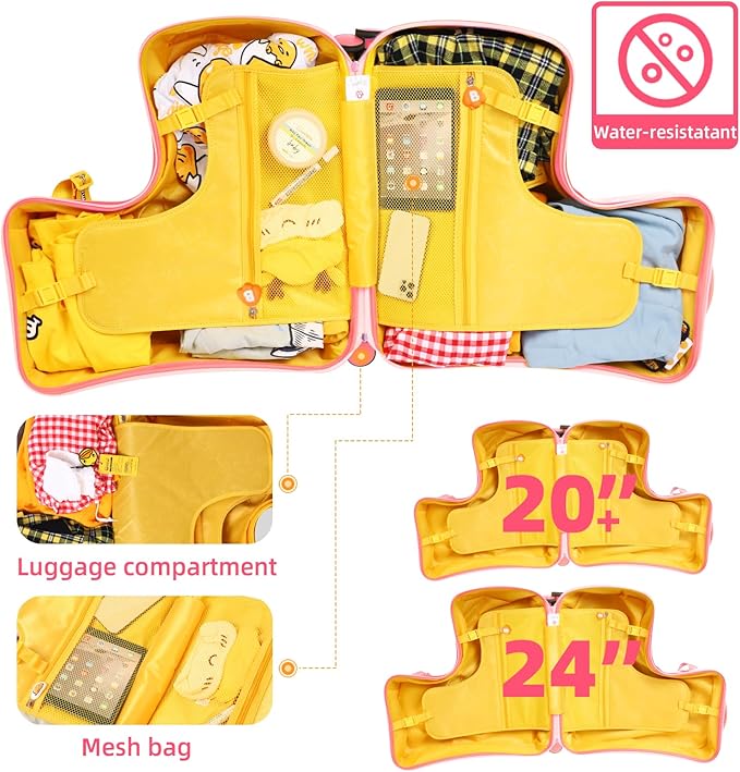 Kids Luggage, Lightweight Ride on Luggage with Spinner Wheels & Foldable Design (20-Inch+ Aged 1-3 Toddler, Pink Flower),Children Holiday Birthday Gift