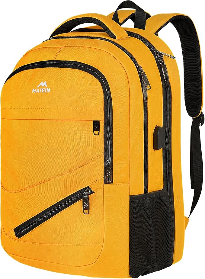 MATEIN 17 Inch Travel Backpack, Water Resistant Commute Work Carryon Bag with USB Charging Port & Luggage Sleeve, Fashion Large College Laptop Daypck, Warm Gifts Backpack for Men Women