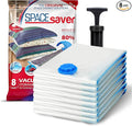 8 Pack Jumbo Vacuum Storage Bags for Comforters, Blankets & Clothes – Jumbo Vacuum Sealed Compression Bags with Hand Pump – Space Saver Storage Bags for Bedding, Moving, Travel & Organization