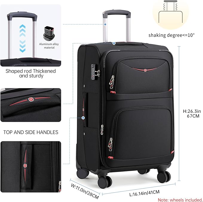 Softside Expandable Luggage with 4 Spinner Wheels, Durable Checked-Luggage Suicase (Coffee, 25-Inch)