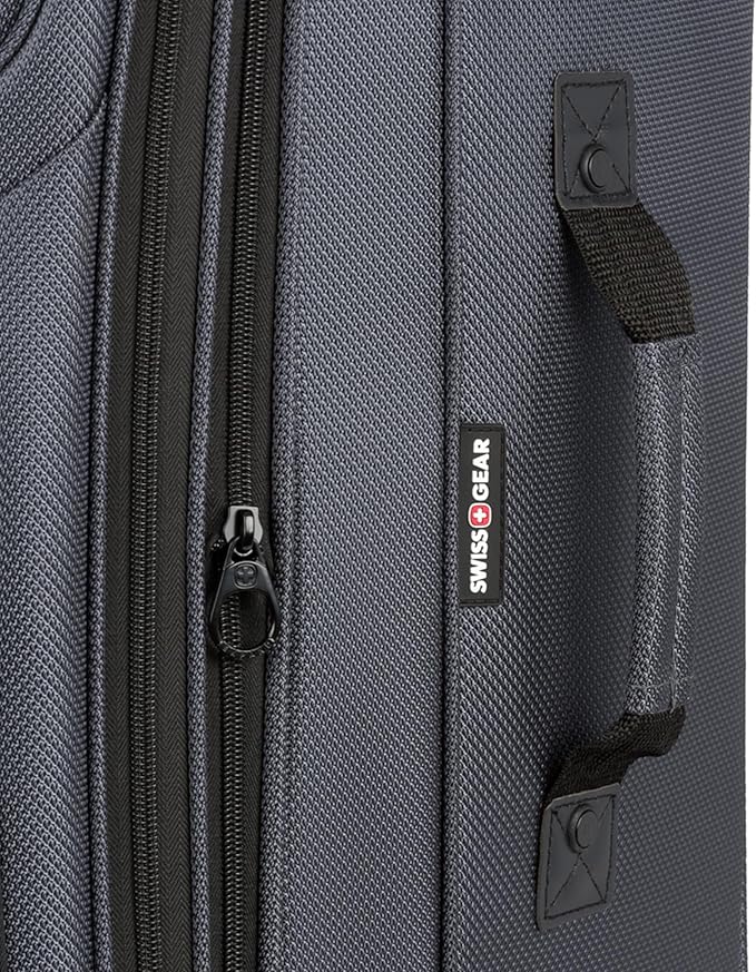 SwissGear Sion Softside Expandable Luggage, Dark Grey, Checked-Large 29-Inch