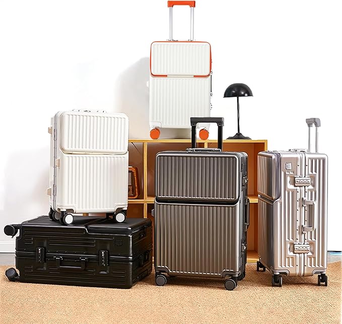 2-Piece Hardshell Zipperless Luggage Set, 20/26" Aluminum Frame Hardshell Spinner Luggage, Airline Approved Carry-On Luggage, TSA Lock, 360° Quiet Wheels With Cup Holder (orange)