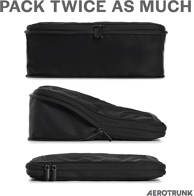 Compression Packing Cubes for Travel - Luggage Organizer Bags - Double Zipper Packing Cubes for Suitcases (6-Pack, Black)