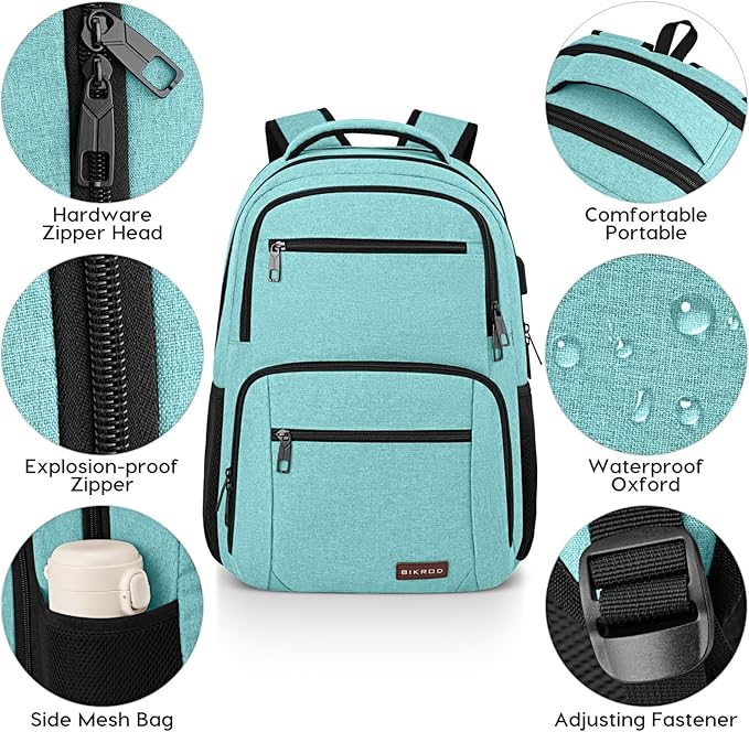Backpack for Girls Women, School Backpack for Teen Boys, Lightweight Casual High School Bookbag, Daily-use Travel Laptop Backpack with USB Charging Port Fits 15.6 Inch Notebook