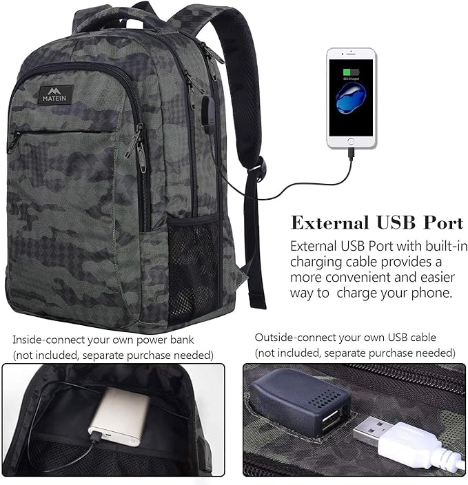 MATEIN 17.3 Inch Computer Backpack, Extra Large TSA Friendly Travel Laptop Backpack with USB Charging Port, Anti Theft Carry On Flight Approved Business Work College Backpack Bag for Men Women Gift
