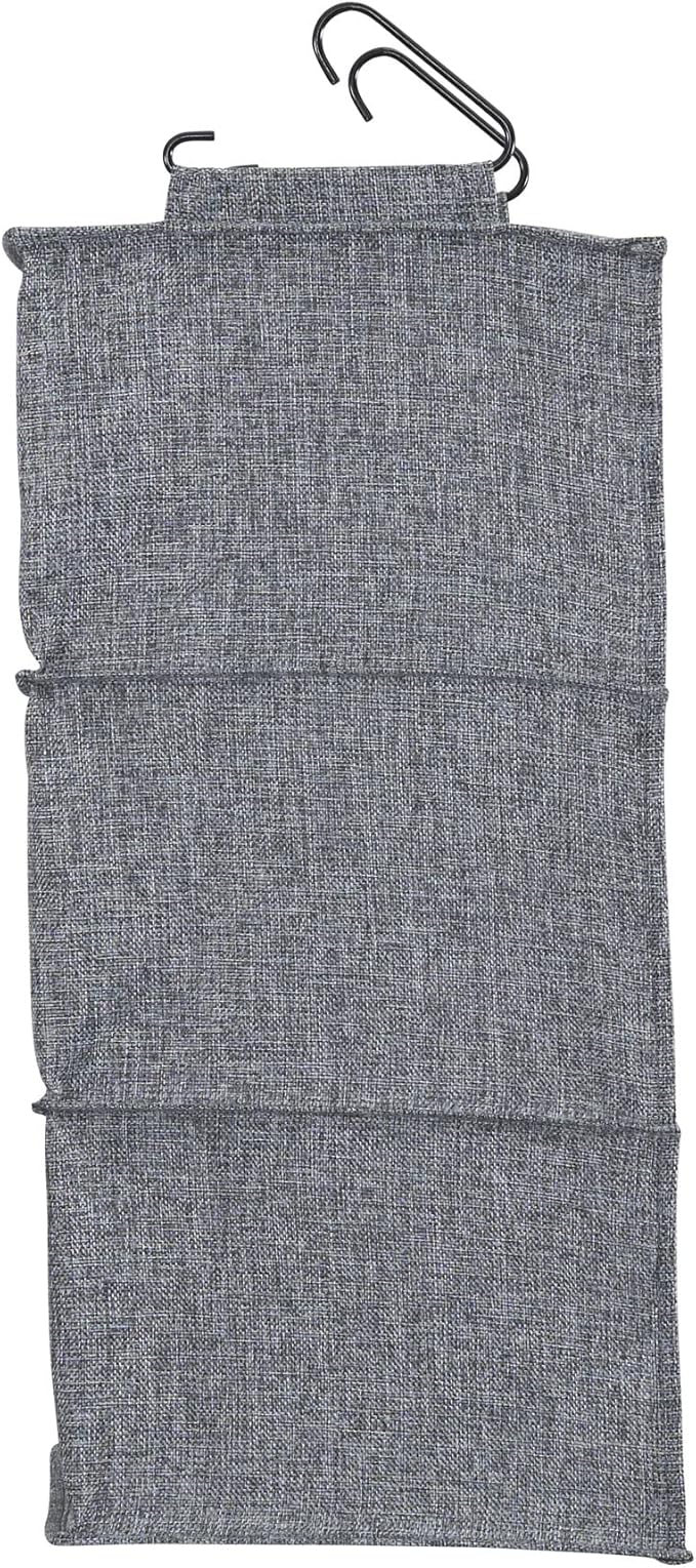 Household Essentials 3 Shelf Hanging Closet Organizer, Hanging Shelf with Hooks, Poly Linen and PEVA Shelving