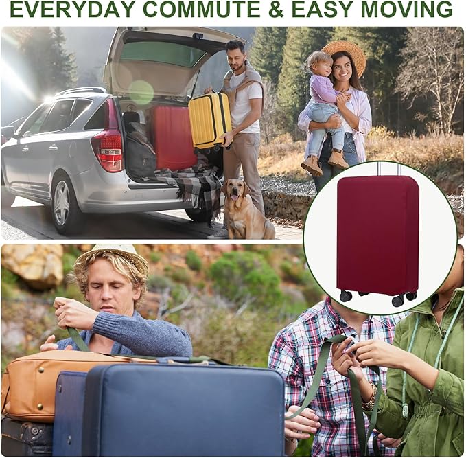 PATIKIL Luggage Cover, Suitcases Covers Elastic Carry on Cover Protector Washable Scratch-Resistant Fits 19-21 Inch Luggage for Travel Business Trips, Wine Red