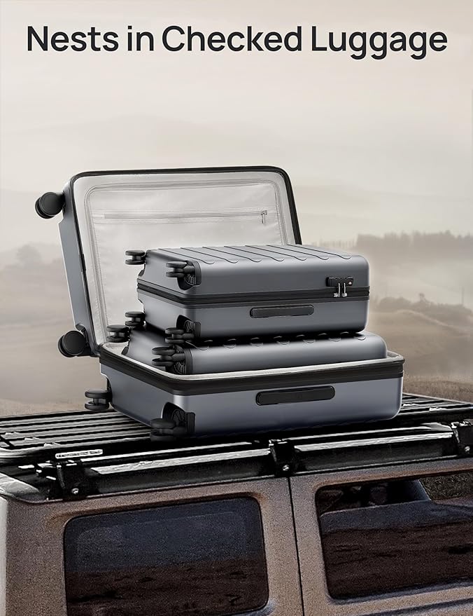 Carry on Luggage 22 X 14 X 9 Airline Approved, 20 Inch Luggage for 3-5 Days Travel, Double Spinner Wheels, 100% Hardshell PC, TSA Lock (00-Grey (Expandable), Checked 28-Inch)