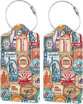 2 Pack Landmark Sticker Luggage Tags for Suitcases Women Men Kids, Bag Tags for Leather Luggage with Waterproof Suitcase Tags Privacy Cover Name ID Label Steel Loop for Travel Bag Suitcase