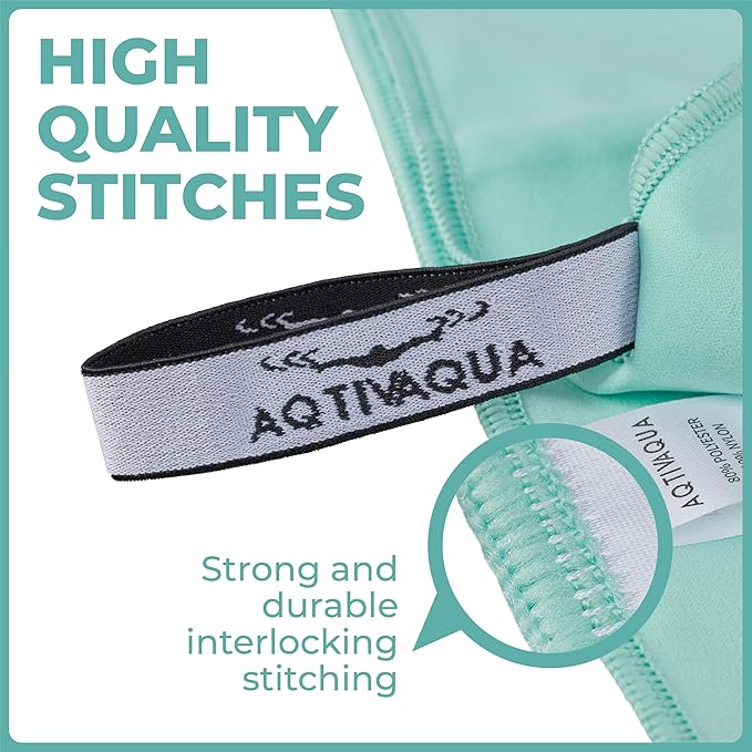 AqtivAqua Quick Dry Towel - Lightweight Microfiber Travel Towel w/Bag - Fast Drying Towel Set for Camping, Beach, Pool, Gym, Backpacking, Sports, Yoga & Swim Use, Hiking (Mint, M:24"x40")