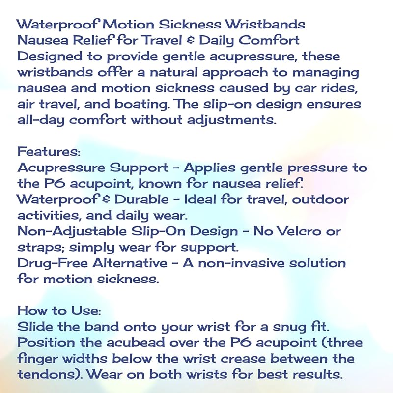 Motion Sickness Relief Acupressure Wristbands for Kids and Adults – Waterproof, Slip-On, Nausea Relief, Motion Sickness, Travel (2 Pack) (Purple, X-Large 9)