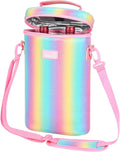 Tirrinia 2 Bottle Wine Gift Tote Carrier - Leakproof & Insulated Padded Versatile Wine Cooler Bag for Travel, BYOB Restaurant, Wine Tasting, Party, Dinner, Gift for Wine Lovers, Rainbow