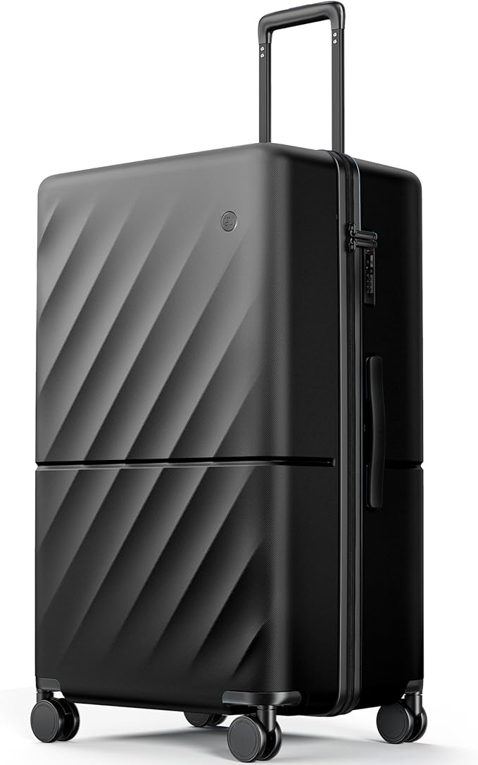 Trunk Luggage 29 Inch, Large Checked Luggage with Double Spinner Wheels, Anti-Burst Zipper, Hard Case PC Suitcase, Lightweight Travel Luggage, TSA Approved (Onyx Black, Hudson)