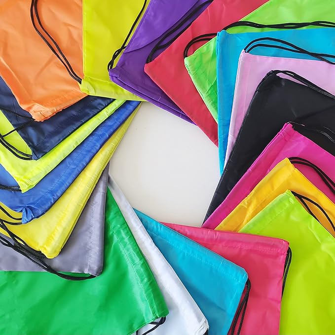 42 Pcs Drawstring Backpack Bags Sack Pack Cinch Tote Sport Storage Polyester Bag for Gym Traveling（20 Colors）