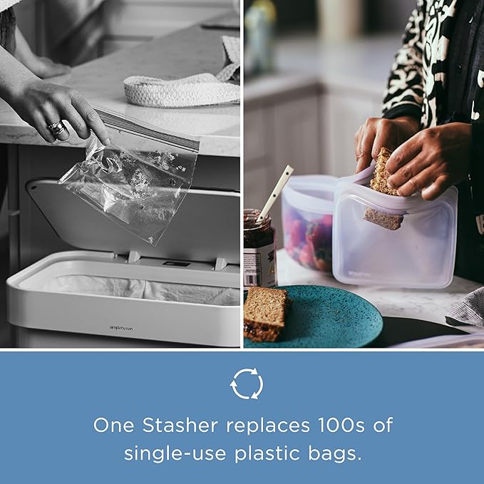 Stasher Premium Silicone Reusable Food Storage Pocket Bag, Aqua, Microwave, Sous Vide, Dishwasher, Oven and Freezer Safe, BPA Free, Leak-free, Eco-friendly, 4 Oz
