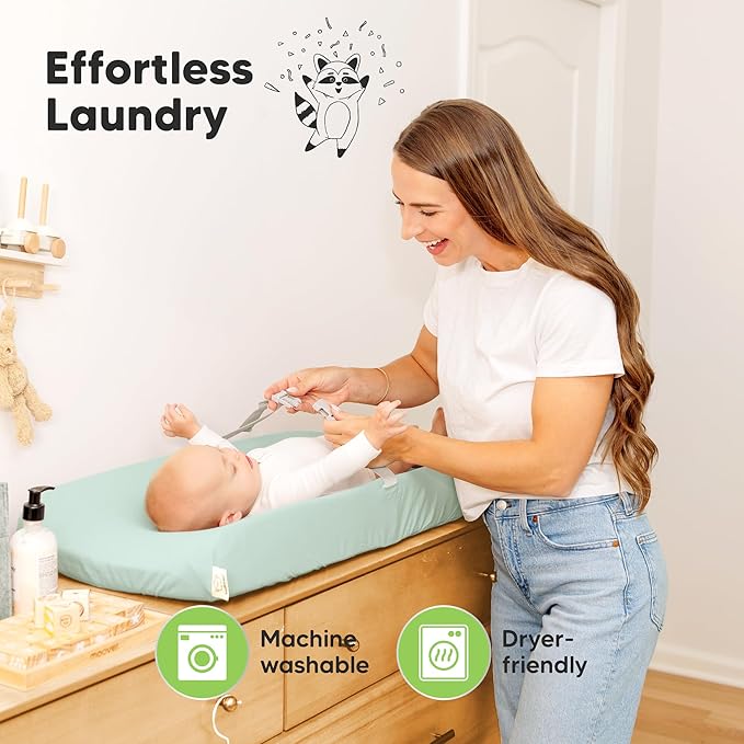 2-Pack Organic Changing Pad Covers for Girl, Boy, Neutral - 100% Cotton Changing Table Pad Cover, Soft Baby Nursery Diaper Changing Pad Sheets, Contour Changing Pads Liners, Change Pad Cover (Pastel)