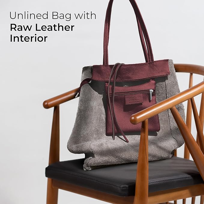 Italian Calf Leather Tote for Women with Zipper, Inner Pocket & Flat Base | Soft Unlined Shopper for Work & Travel