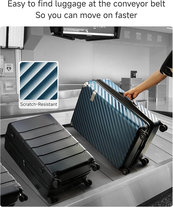 LUGGEX Luggage with Spinner Wheels, Polycarbonate Expandable Hard Shell Suitcase, Checked Large 28 Inch, Cherry
