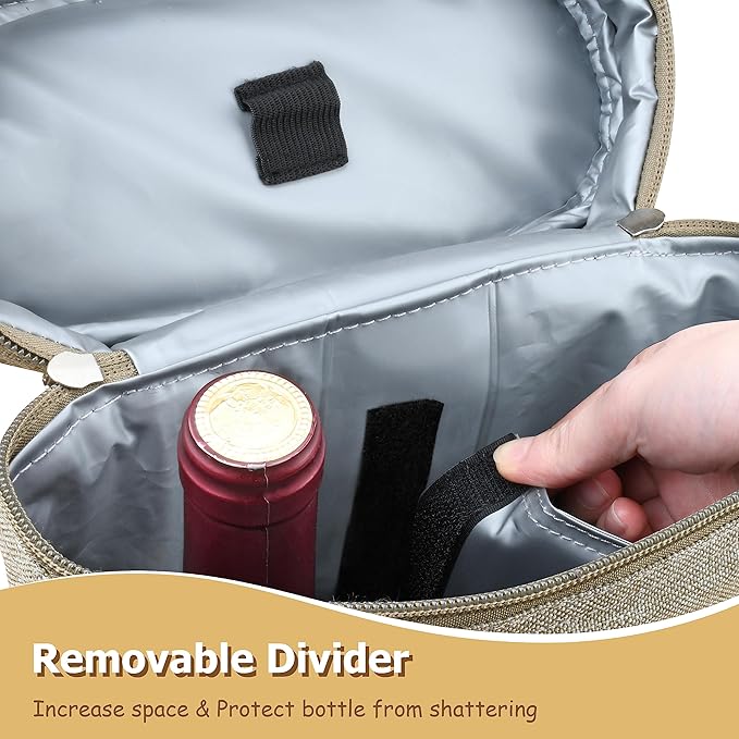 Tirrinia 2 Bottle Wine Gift Tote Carrier - Leakproof & Insulated Padded Versatile Wine Cooler Bag for Travel, BYOB Restaurant, Wine Tasting, Party, Dinner,Gift for Wine Lovers,Grey