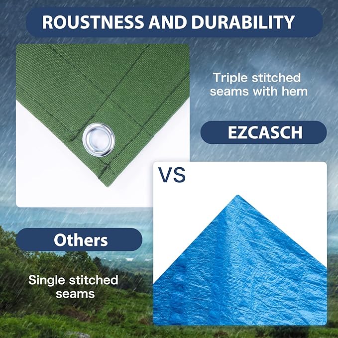 5’x7’ Canvas Tarps Heavy Duty Waterproof Tarpaulins with Aluminum Grommets,UV Resistant, 22Mil Multipurpose Drop Cloth, 14oz Durable Cover Sheet for Outdoor and Indoor Use with Ropes.