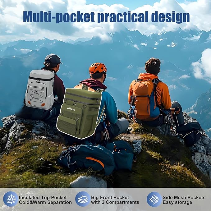 Backpack Cooler Insulated Leak Proof for Men Women 50 Cans Soft Cooler Backpack Insulated Waterproof Large Capacity Coolers Bag Portable for Lunch Camping Travel Picnic Hiking