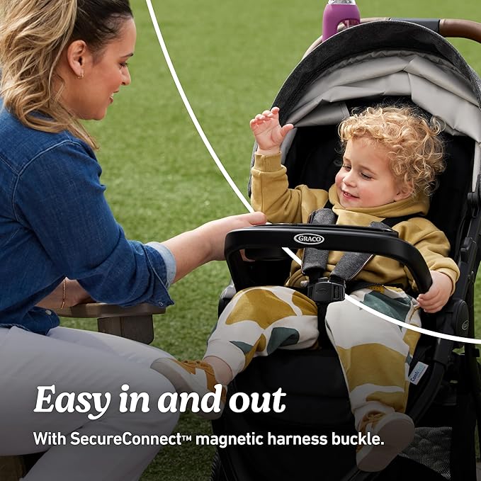 Graco Outpace LX All-Terrain 3-Wheel Baby Stroller, Cohen €” Compatible for Travel System, Easy One-Hand Fold, in-Seat Suspension for Comfortable Ride, Never-Flat Rubber Tires