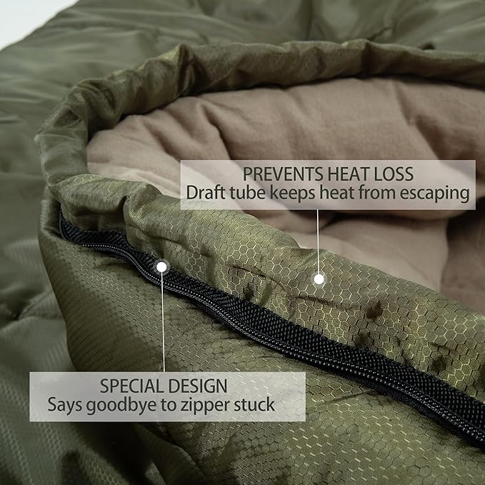 0 Degree Sleeping Bag 100% Cotton Flannel XXL for Adults Big and Tall Cold Weather Winter Zero Degree Camping,Free Compression Sack