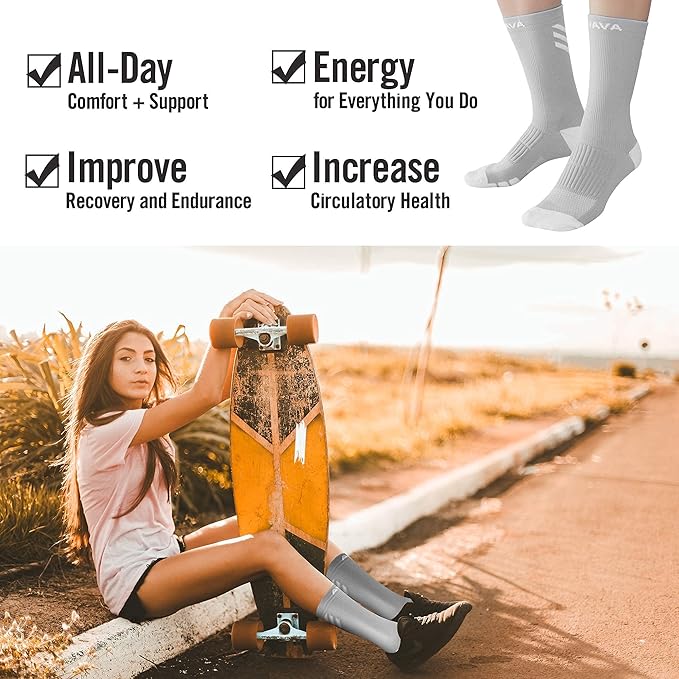 DOVAVA Dri-tech Compression Crew Socks (4/6 Pairs), Comfort Boost Circulation