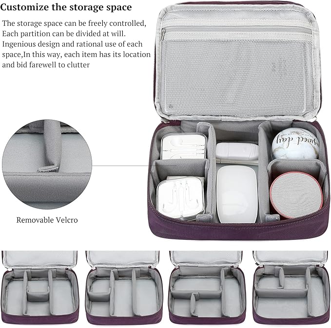 MIRLEWAIY Waterproof Cable Organizer Travel Portable Electronics Accessories Carrying Bag Storage Case for Hard Drives, Cords, Charger, Phone, USB, SD Card, Gray