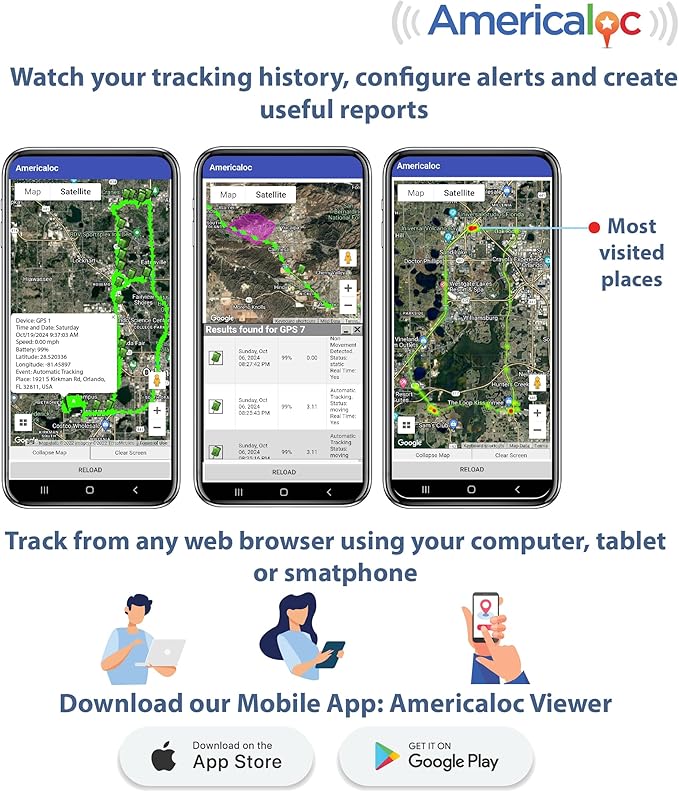 Americaloc Mini Seven GPS Tracker – Includes 4 Months of Free Service. Ultra-Long Battery. Vehicles, Assets & People. Rechargeable. Magnetic.