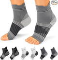 Plantar Fasciitis Sock (6 Pairs) for Men and Women, Compression Foot Sleeves with Arch and Ankle Support (Black, Gray, White, Small)