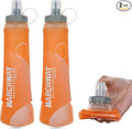 MARCHWAY Soft Hydration Flask with Wide Mouth, 300ml/500ml Collapsible TPU Water Bottle, Leakproof Portable Flexible for Running, Hiking, Cycling, Climbing, Gym, Travel (2pcs Orange 300ml)