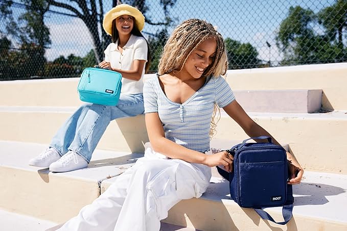 PackIt Freezable Classic Lunch Box, True Blue, Built with ECOFREEZE Technology, Collapsible, Reusable, Zip Closure With Front Pocket and Buckle Handle, For Work Lunches and Fresh Lunch On the Go