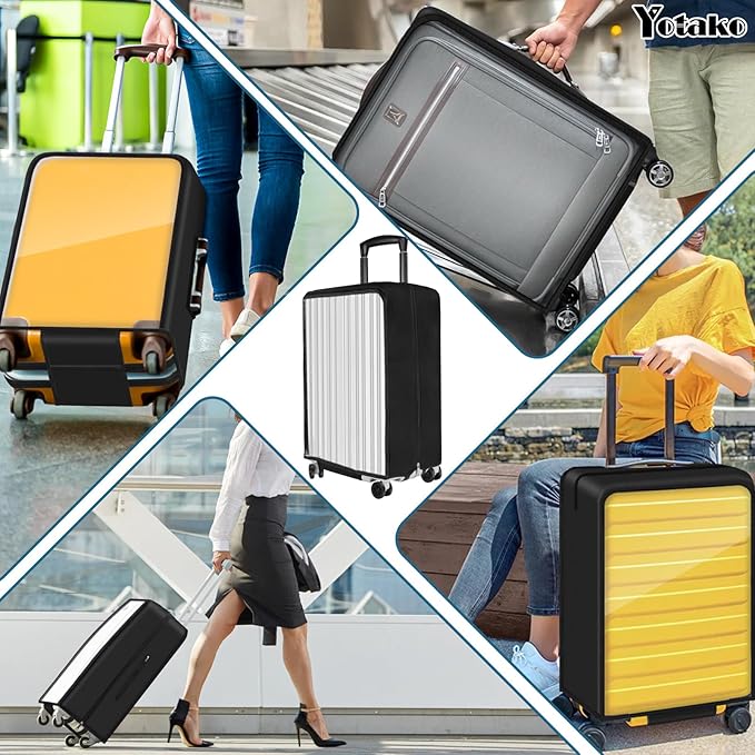 Yotako Upgraded Zippered Transparent PVC Suitcase Cover, No Disassembly Required Clear Luggage Protector for Suitcase Luggage Protector Cover 26''