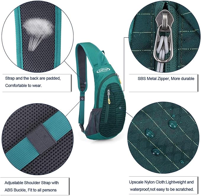 G4Free Sling Bag for Men Women, Small Crossbody Backpack Lightweight Chest Shoulder Bags for Travel, Outdoor and Sports (Mint Green)