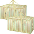 BALEINE 2-Pack Oversized Moving Bags with Reinforced Handles, Heavy-Duty Storage Tote for Clothes, Moving Supplies (Color Strip, 2-Pack)