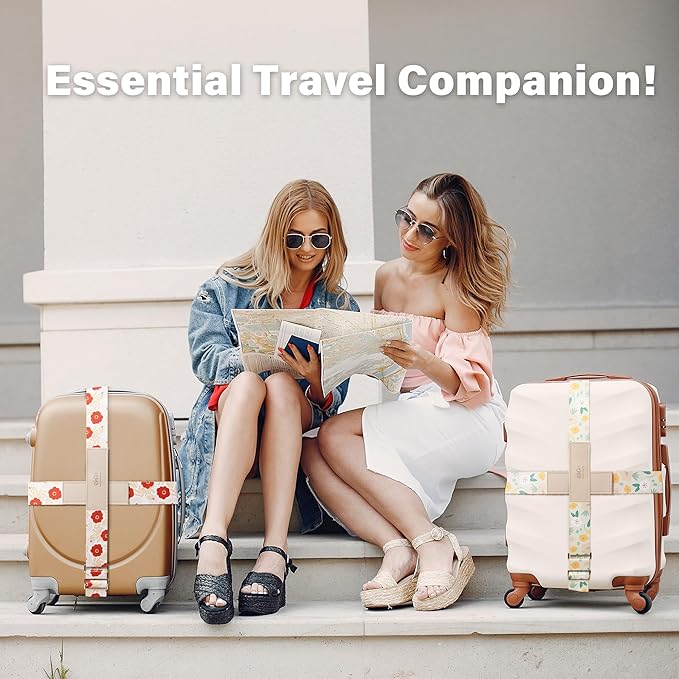 Luggage Straps for Suitcases, Adjustable Luggage Elastic Belt, Travel Essentials for Airport,Station,Vibrant Designs, Puppy