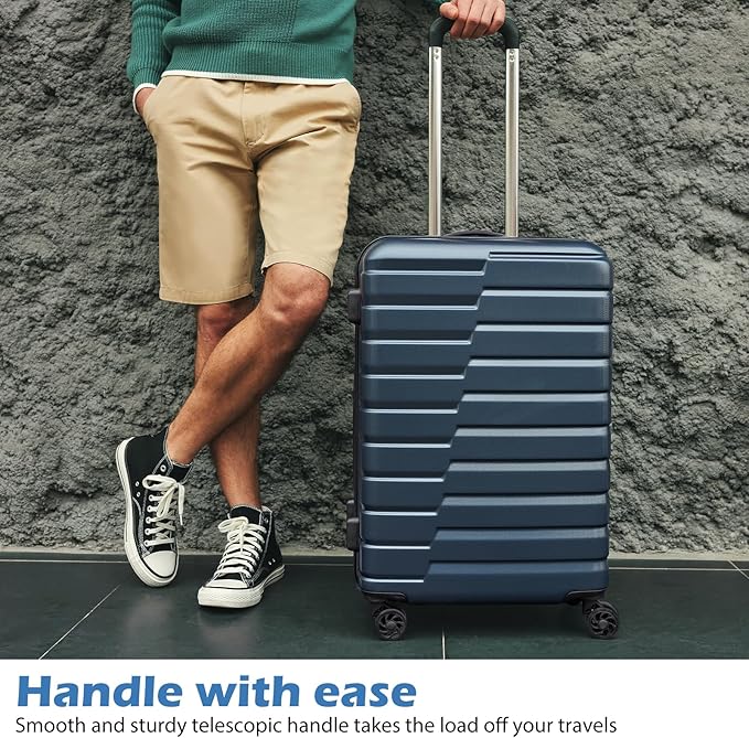 Coolife Larage Luaggage Hardside Expandable Suitcase with Spinner Wheels Checked 28-Inch（Red）