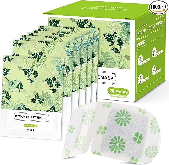 20 Packs Steam Eye Mask, Wormwood Steam Eye Masks Disposable, Self-Heating Relief Heated Eye Mask for Fatigue, Perfect for Home, Sleep, Spa & Travel