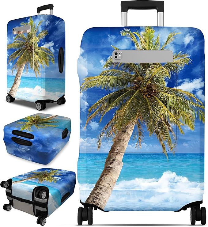 Slohif Luggage Cover for Suitcase Tsa Approved Protector - Luggage Sleeve Large Suit Case Cover Travel Stretch Baggage Case Protective Washable Fit 28-30 Inch Hawaii L