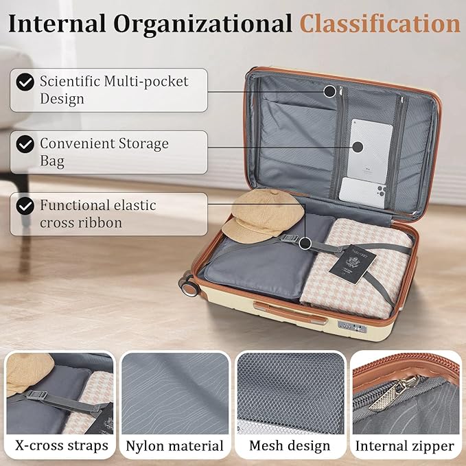 4-Piece Hardshell Luggage Set with TSA Locks, Expandable Suitcases and Silent Spinner Wheels - Vibrant Colors for Easy Identification (14/20/24/28 Inch) - Family Travel Suitcase Sets