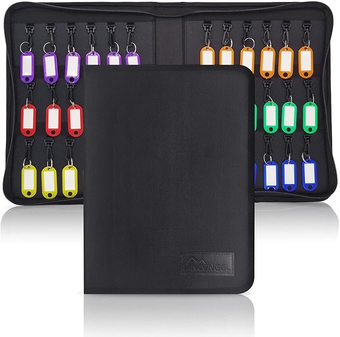 Key Organizer Case, Portable Key Organizers Box with 36 Key Hooks and Tags Landlord Key Holder, Zippered Key Case for Home and Office Multi Key Organizers